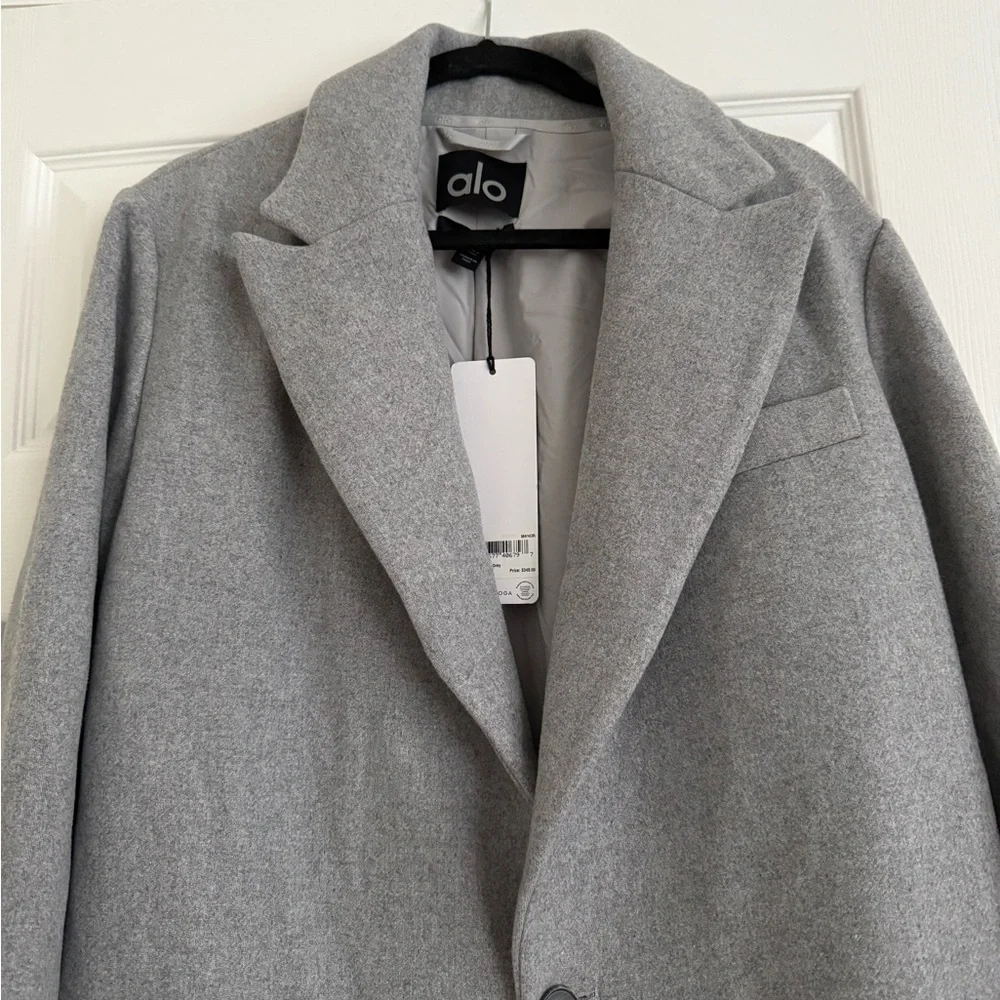 ALO Yoga Gameday Wool Belted Coat Athletic Heather Grey NEW with tags